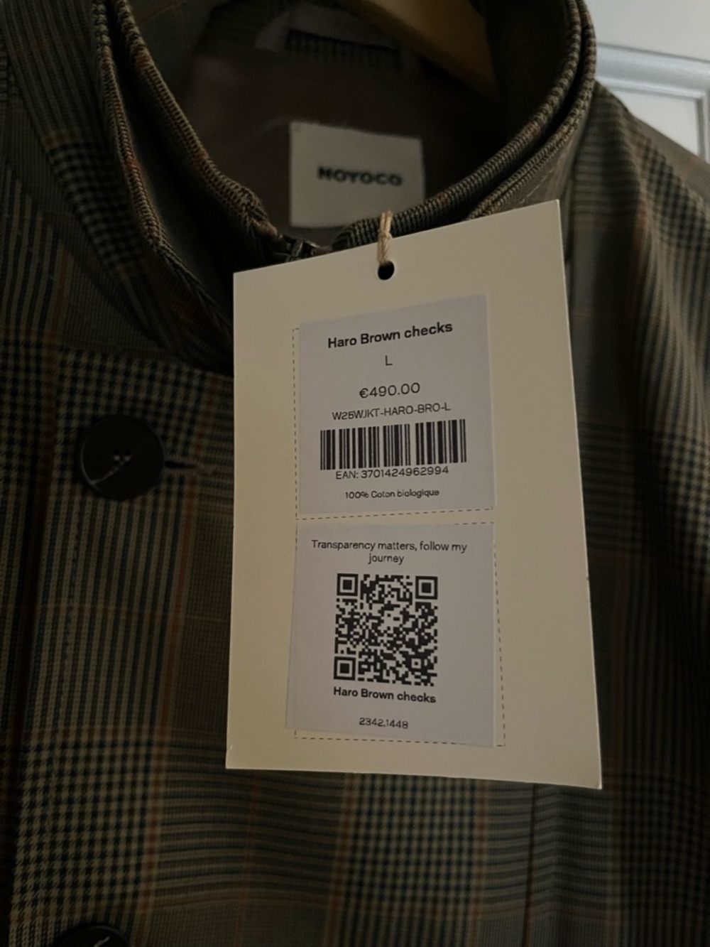 Noyoco haro brown checks long jacket | NWT - Picture 2 of 4